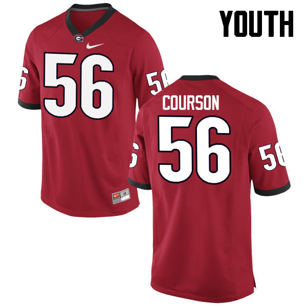 Youth Georgia Bulldogs #56 John Courson College Football Jerseys-Red - Click Image to Close